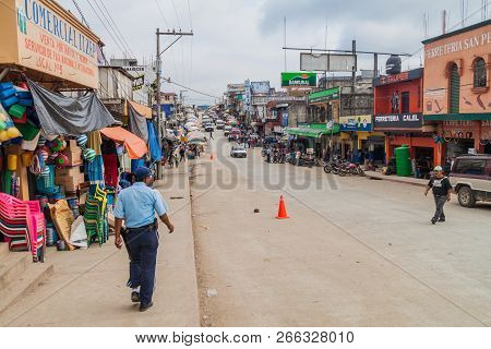 Playa Grande, Guatemala, March 18, 2016: View Of A Stret Life In Playa Grande Town.
