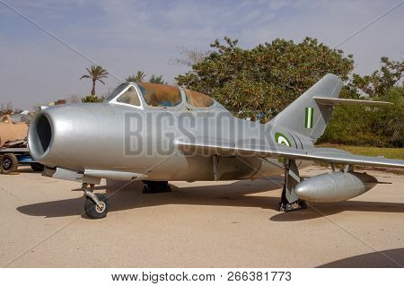 Hatzerim, Israel - January 27, 2011: Captured Egypt Air Force Mig-15 Fighter Jet On Display In The I