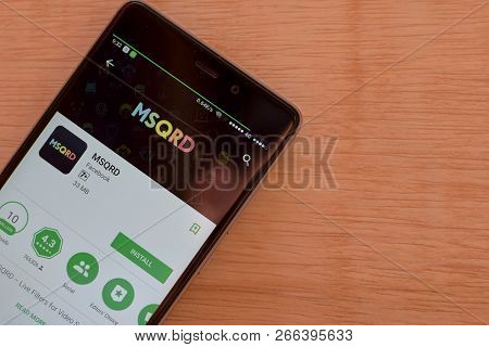 Bekasi, West Java, Indonesia. November 6, 2018 : Msqrd Dev App On Smartphone Screen. Msqrd Is A Free