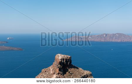 Panoramic View On Volcanic Caldera Of Santorini Island, Greece