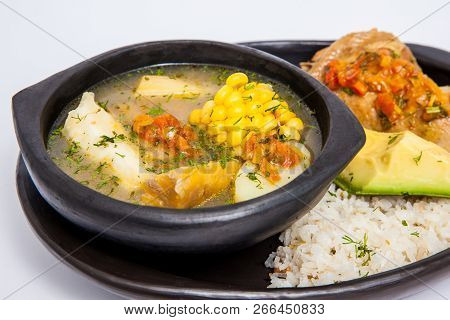 Traditional Colombian Soup From The Region Of Valle Del Cauca Called Sancocho