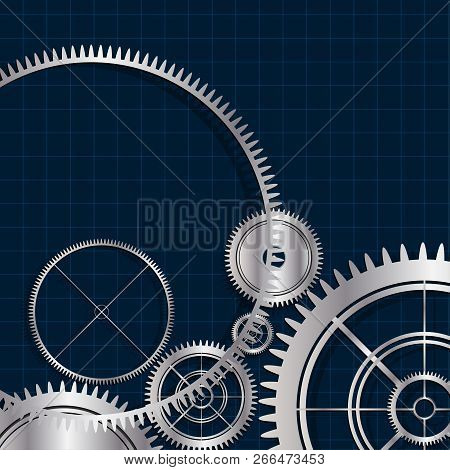 Vector Technological Modern Gears Background, In Grid Background