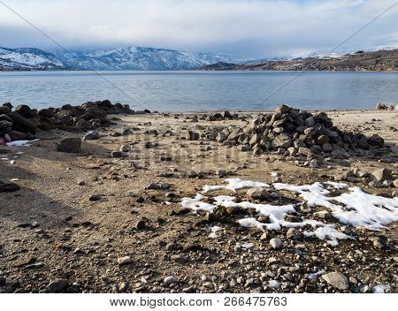 Winter Landscape Of Lake Chelan, Washington State