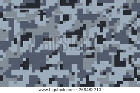Pixel Camouflage Pattern Background, Seamless Vector Illustration. Classic Military Clothing Style. 
