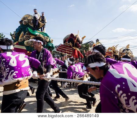 Karatsu, Japan - November 3, 2016: Otabisho Shinko Ceremony Is The Main Event Of Karatsu Kunchi Fest