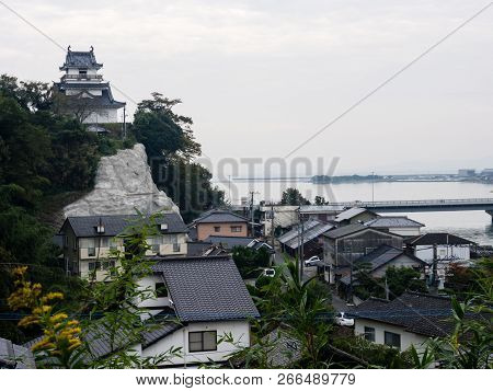 Kitsuki, Japan - October 31, 2016: City View With Kitsuki Castle At The Background