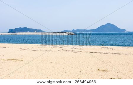 Beach With White Sand On Kunisaki Peninsula, Japan