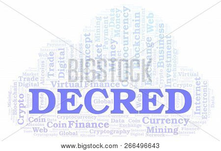 Decred Cryptocurrency Coin Word Cloud. Word Cloud Made With Text Only.