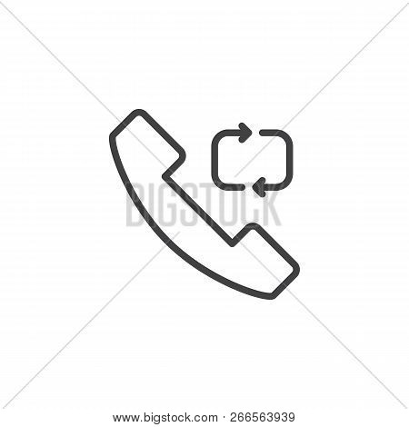 Phone Call Repeat Outline Icon. Linear Style Sign For Mobile Concept And Web Design. Recall Telephon