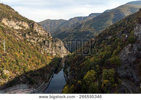 Autumn Landscape Of The Vacha (antonivanovtsi) Reservoir, Rhodope Mountains, Plovdiv Region, Bulgari