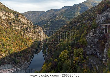 Autumn Landscape Of The Vacha (antonivanovtsi) Reservoir, Rhodope Mountains, Plovdiv Region, Bulgari