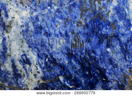 Macro Photo Of Raw Mineral Sodalite Gemstone Surface Texture