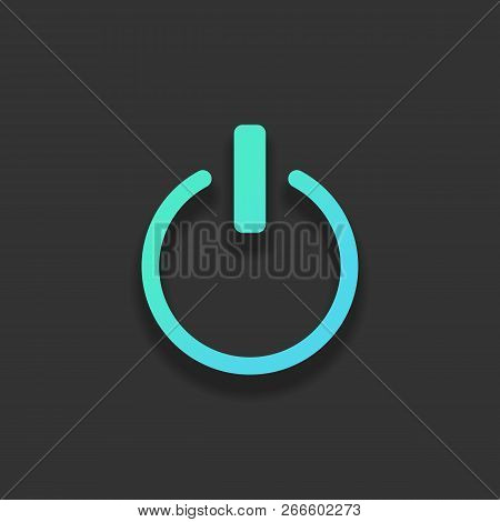 Shut Down, Power. Colorful Logo Concept With Soft Shadow On Dark Background. Icon Color Of Azure Oce