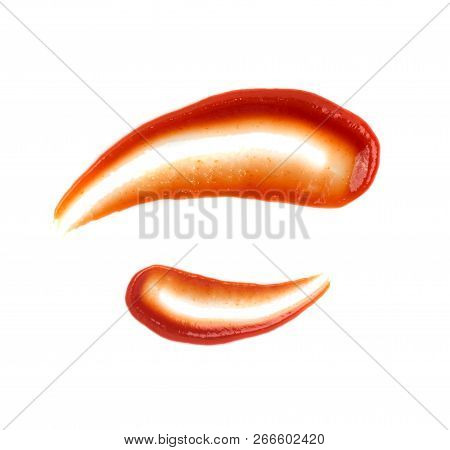 Set Of Ketchup Splash Or Tomato Sauce Blobs Isolated