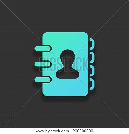 Address Book With Person On Cover. Simple Icon. Colorful Logo Concept With Soft Shadow On Dark Backg