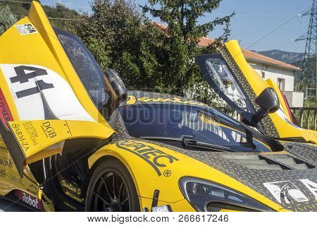 Buzet, Croatia - September 16, 2018: Sport Racing Car And Driver Waiting His Turn On European Hill C