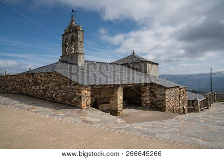 Old Church Santa Maria Magdalena In Sunlight With Blue Sky, Penafonte, Camino De Santiago Close To G