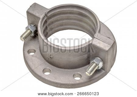 Aluminium Flange Isolate On White. Aluminium Casting Flanges, Oil Or Gas Industry.