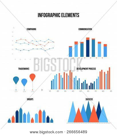 Education Data Visualisation Inforgaphic Element Vector Set. Blue, Brown, Pie Chart, Circle Diagram,