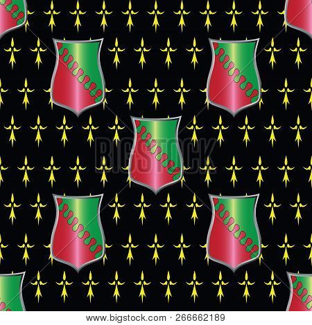 Vector Background With Geraldic Shield For Formalization Of Site, Design Projects, Textile Goods And