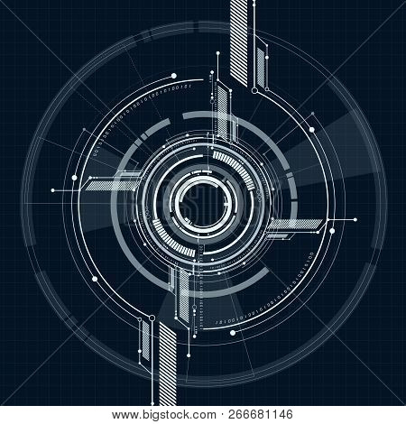 Vector Abstract Technological Interface On Grid Style Background Design