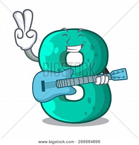 With Guitar Number Eight Made With Cartoon Shaped