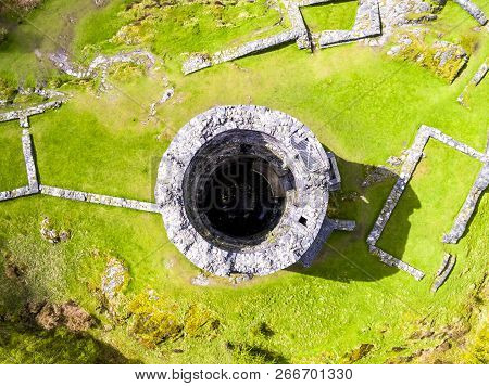 Aerial Of Dolbadarn Castle At Llanberis In Snowdonia National Park In Wales