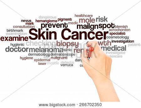 Skin Cancer Word Cloud Hand Writing Concept