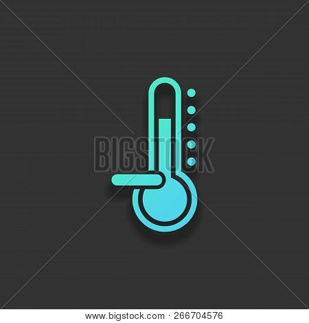 Thermometer, Cold. Subzero Temperature. Colorful Logo Concept With Soft Shadow On Dark Background. I