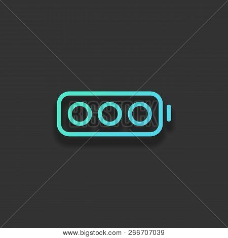 Simple Empty Battery, None Level. Colorful Logo Concept With Soft Shadow On Dark Background. Icon Co