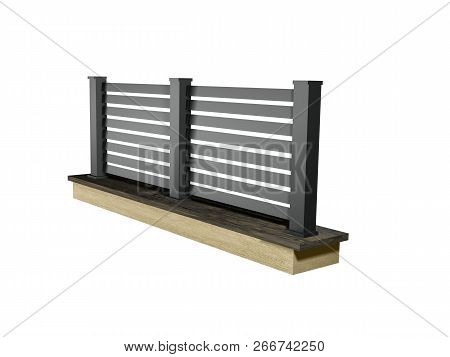 Modern Aluminum Panel Fence. Black Alu Fence Model 3d Illustration