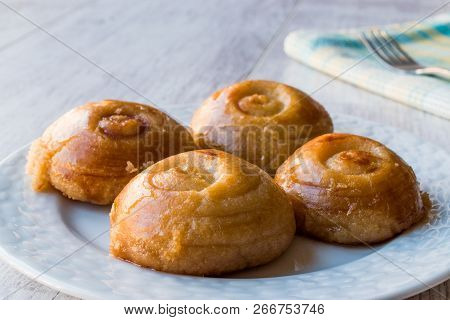Turkish Dessert Sekerpare With Sherbet Or Serbet