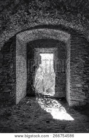 Remains Of The Castle Of Princes Koretsky, City Of Rovno, Ukraine. Dilapidated Castle Of The Period 