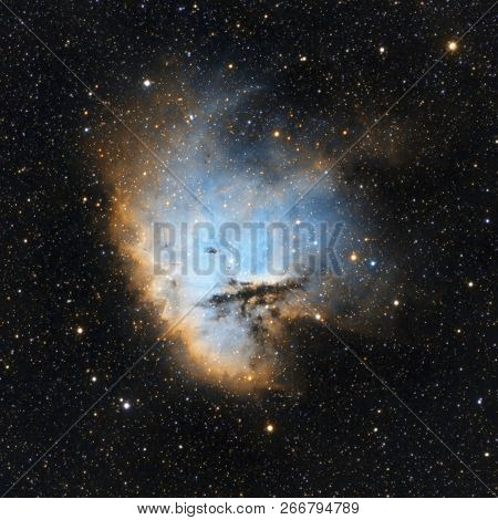 The Pacman Nebula, NGC 281 is a bright emission nebula in the northern constellation of Cassiopeia