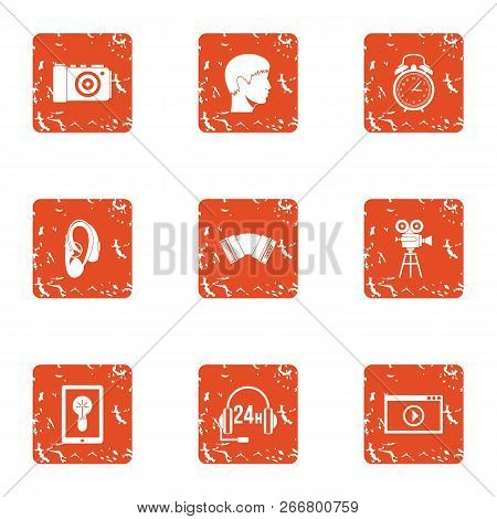 Favourable Icons Set. Grunge Set Of 9 Favourable Icons For Web Isolated On White Background