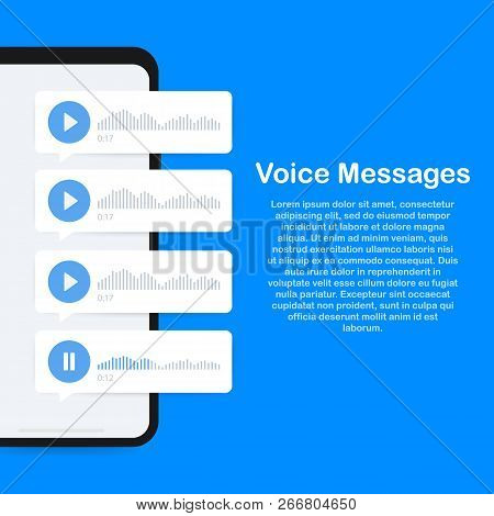 Audio Message, Voice Message Concept, On Smartphone Screen. Vector Stock Illustration.