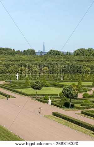 Strelna, St. Petersburg, Russia - August 09, 2018: The Territory Of The State Complex 