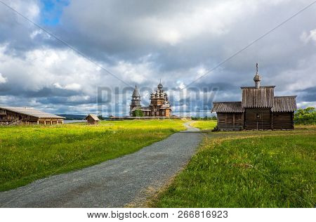 Russia, Karelia Region, Kishi Island, The Trasfiguration And Assumption  Wooden Churchs Seen From Th