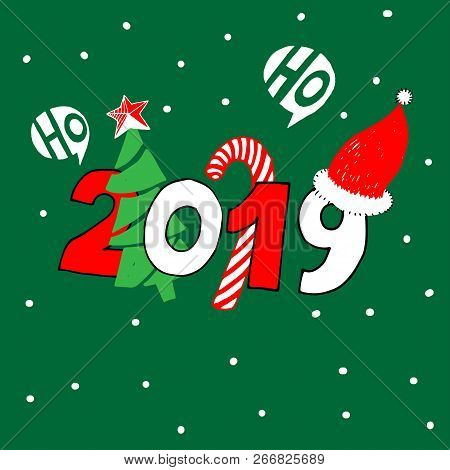 Happy New Year Typographic 2019. Vector Logo, Text Design. Color. Usable For Banners, Greeting Cards