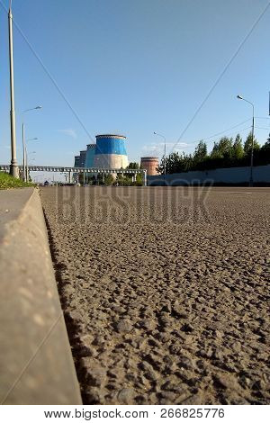 Ukrainian Atomic Power Station Near The Road