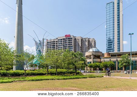 Atlanta, Georgia - May 3, 2015: Cnn Center Is The Headquarters Of Cnn, Built In 1976 As Part Of The 