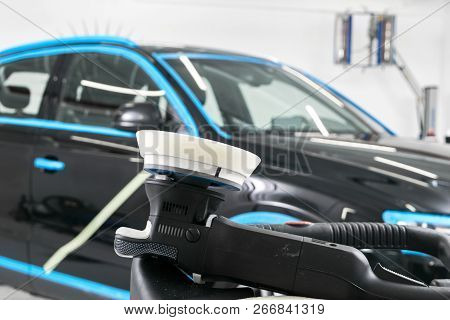 Car Polish Wax Concept. Buffing And Polishing Car. Car Detailing. Polish Paste And Tube. Polishing C