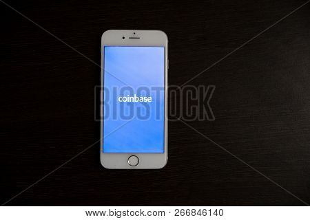 Tula, Russia - October 31, 2018: Coinbase - Buy Bitcoin And More, Secure Wallet Mobile App On The Di