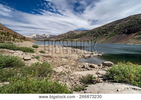 Shoreline Of Saddlebag Lake In The Eastern Sierra Mountains Of California