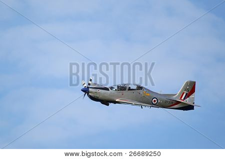 LEEUWARDEN,FRIESLAND,HOLLAND-SEPTEMBER 17: Royal Air Force Tucano Display Team  at the âLuchtmachtdagenâ Airshow on september 17, 2011 at Leeuwarden Airfield,Friesland,Holland