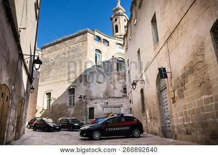 Monopoli, Italy - July 4 2018: Carabinieri Police Cars Stand In Historical Centre On July 4, 2018 In