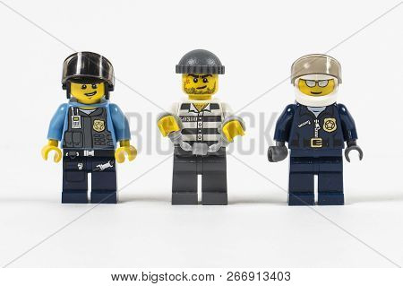 Russia, Nov 05, 2018. Lego Criminal And Policemen Manufactured By The Lego Group