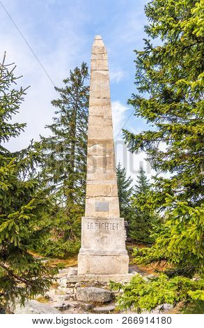 Stone Monument Of Adalbert Stifter - Writer Of Sumava Mounains - Above Plechy Lake, Sumava National 