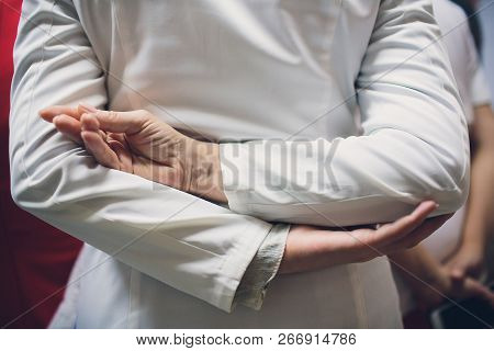 Doctors Hands Clasped Behind Back Folded Arms Behind The Back, Doctor. Beautiful Hands.