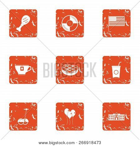 Meat Idea Icons Set. Grunge Set Of 9 Meat Idea Vector Icons For Web Isolated On White Background
